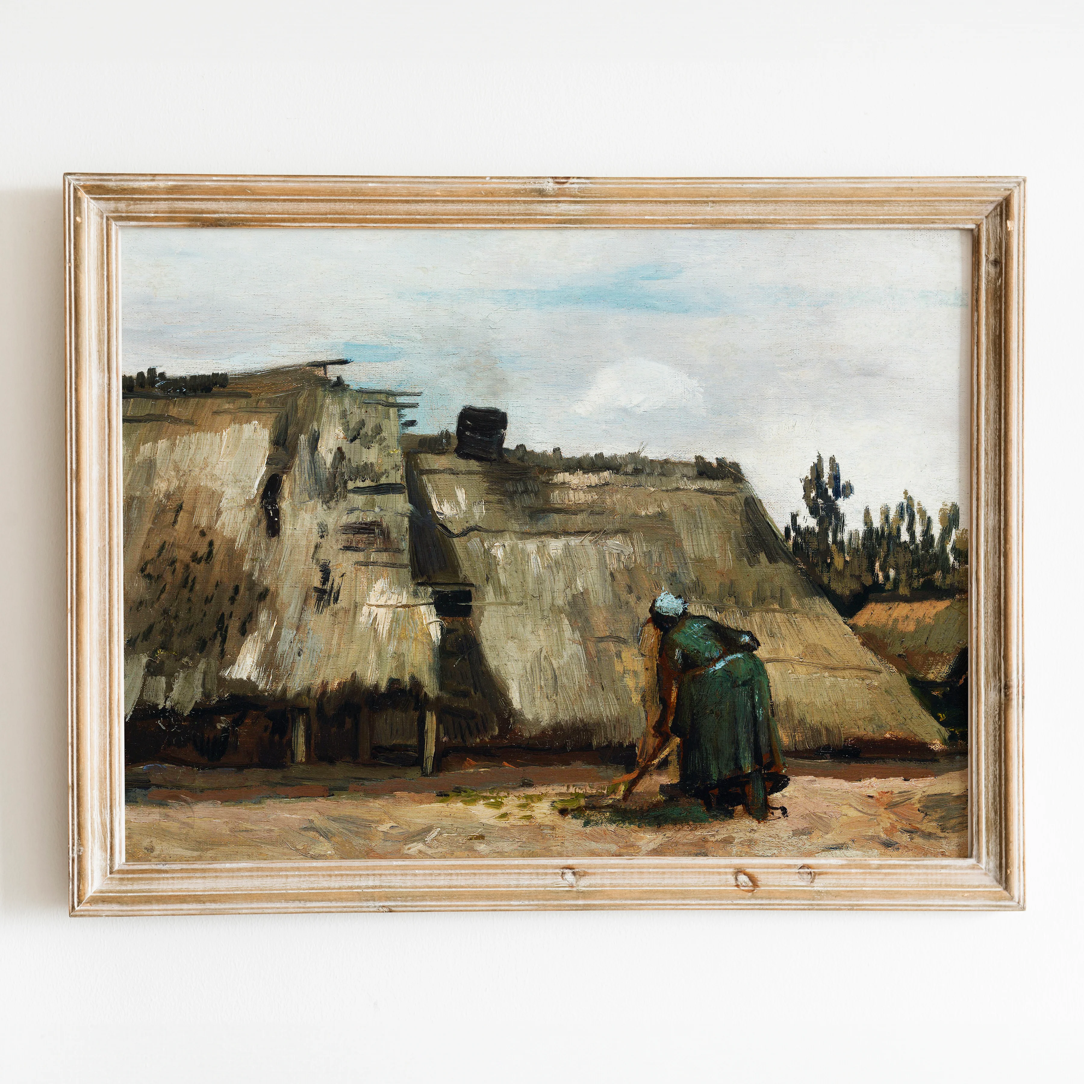 A Peasant Woman Digging in Front of Her Cottage (1885) by Van Gogh