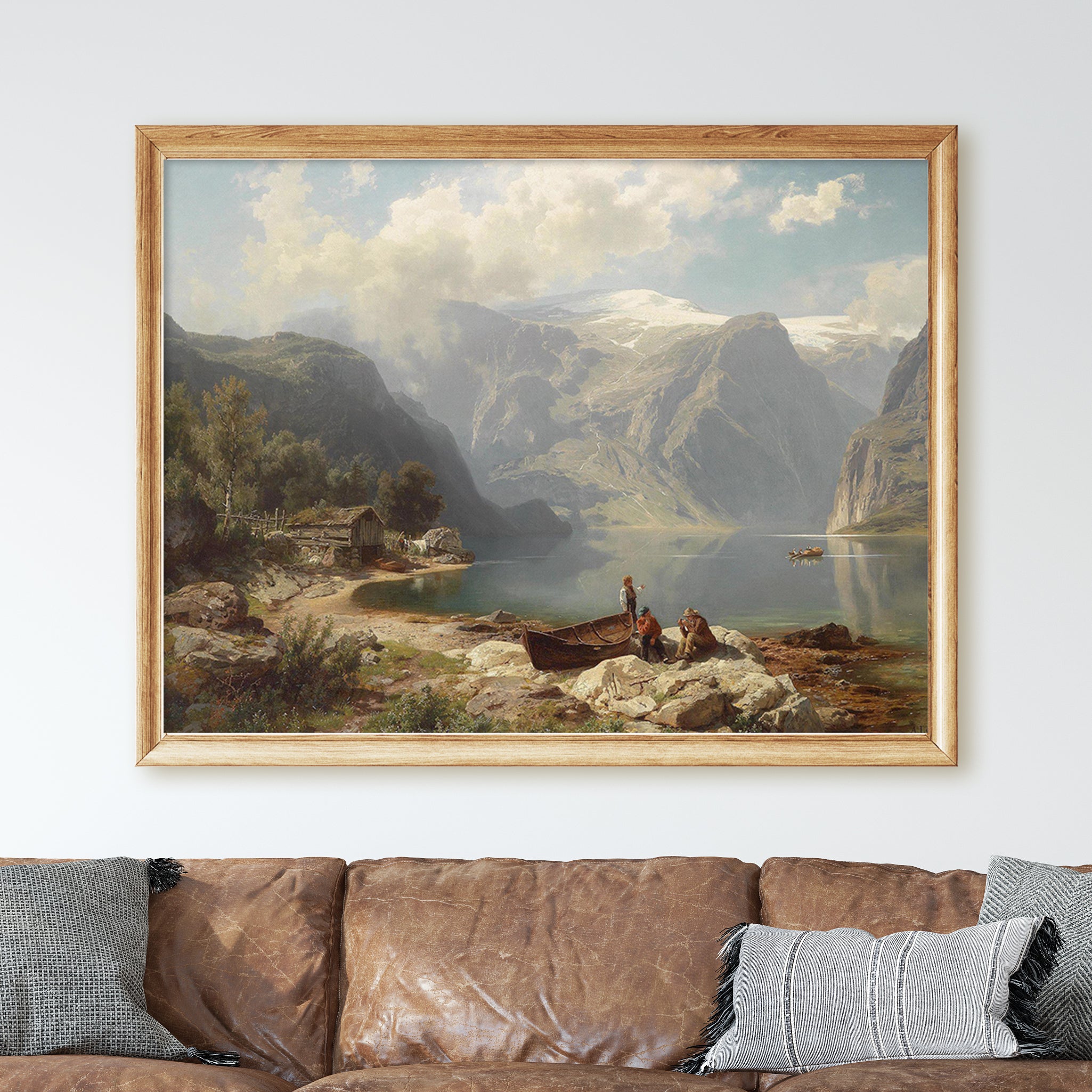 A Sunny day on a Norwegian Fjord (1862) by August Leu - Image 2