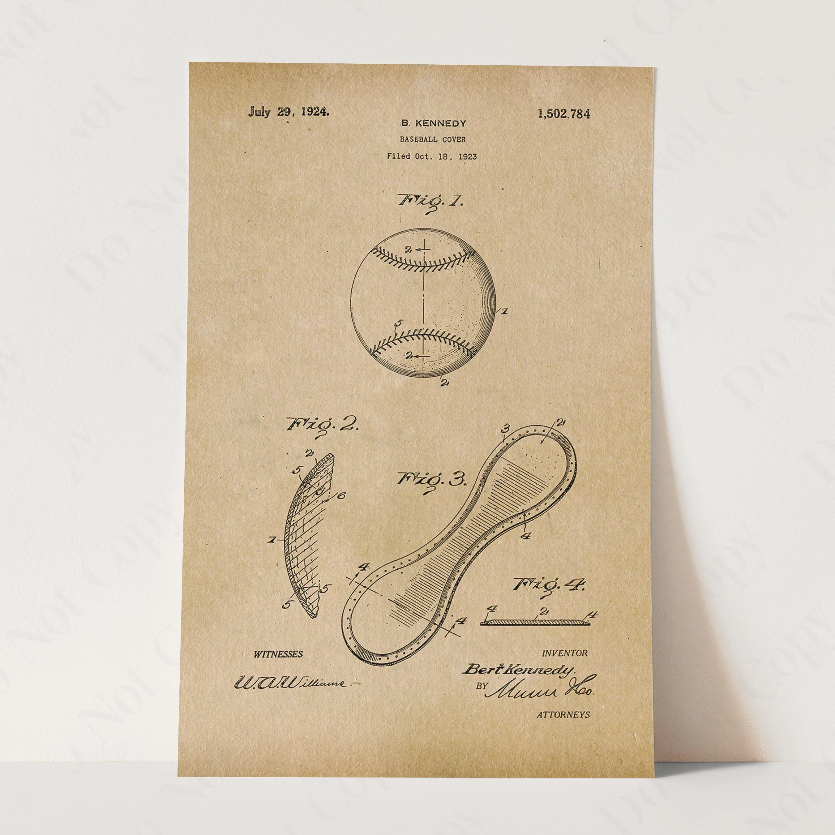 Baseball Patent Blueprint 1920s - Image 3
