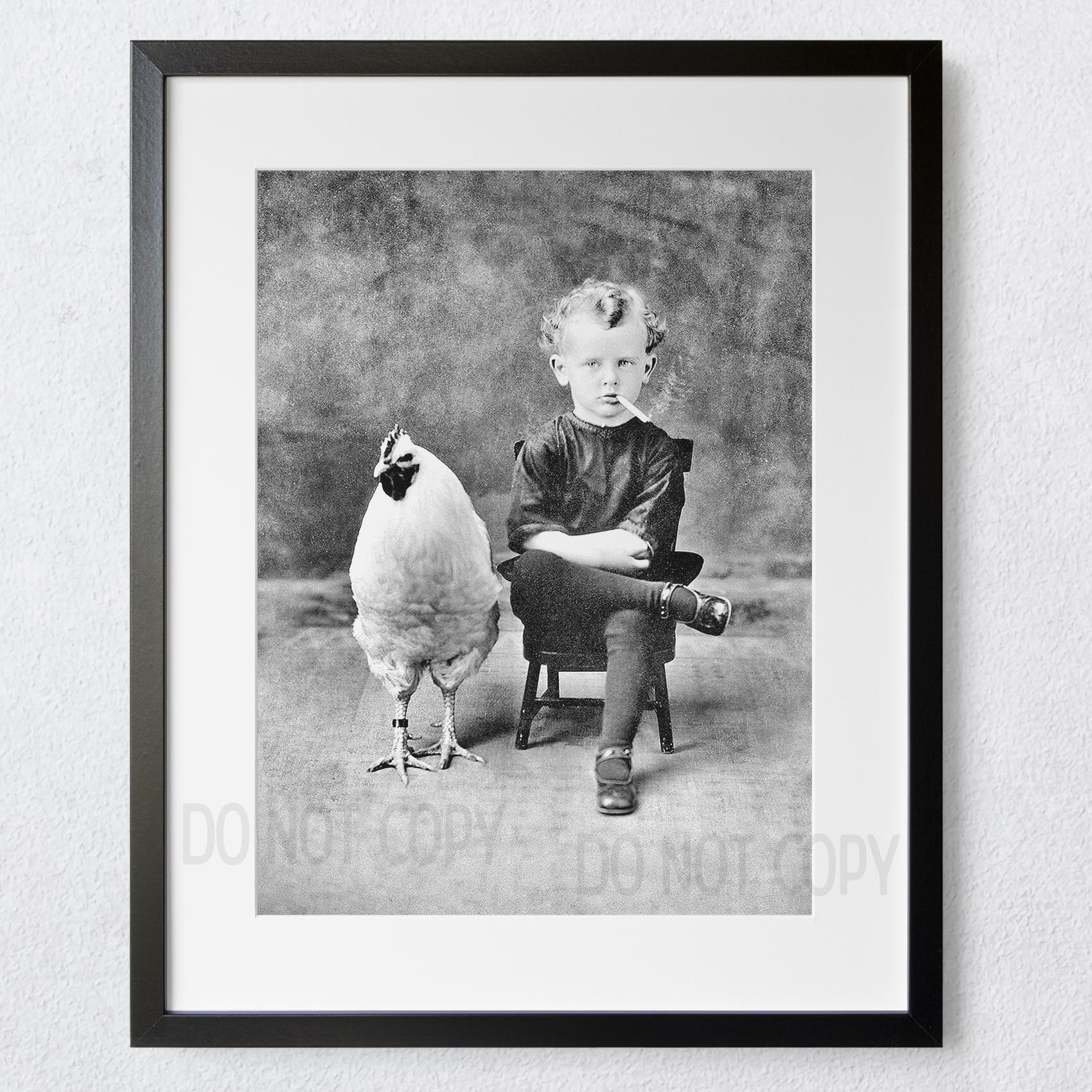 Boy With Chicken Rooster Smoking Cigarette - Image 3