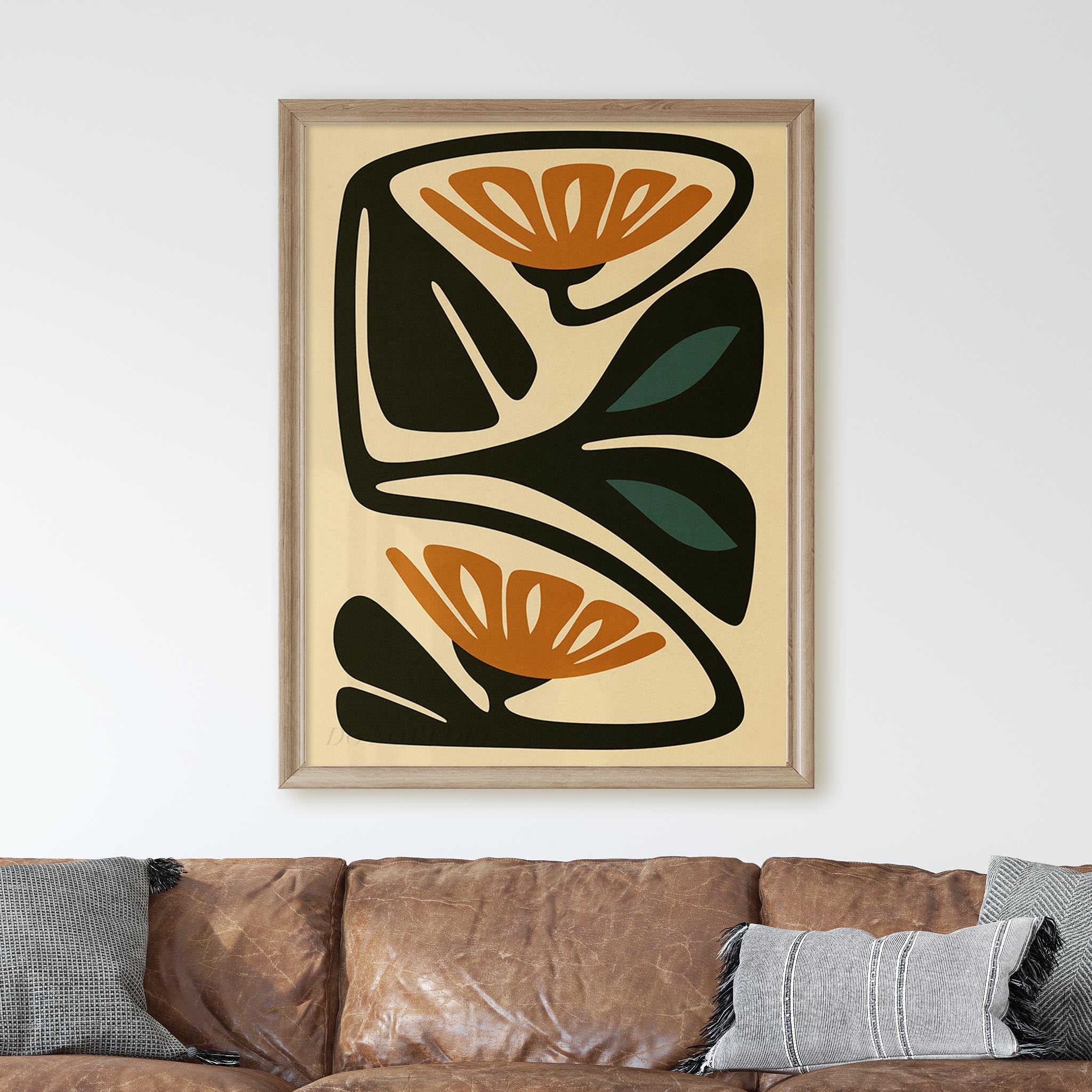 Burnt Orange & Teal Mid Century Flower - Image 2
