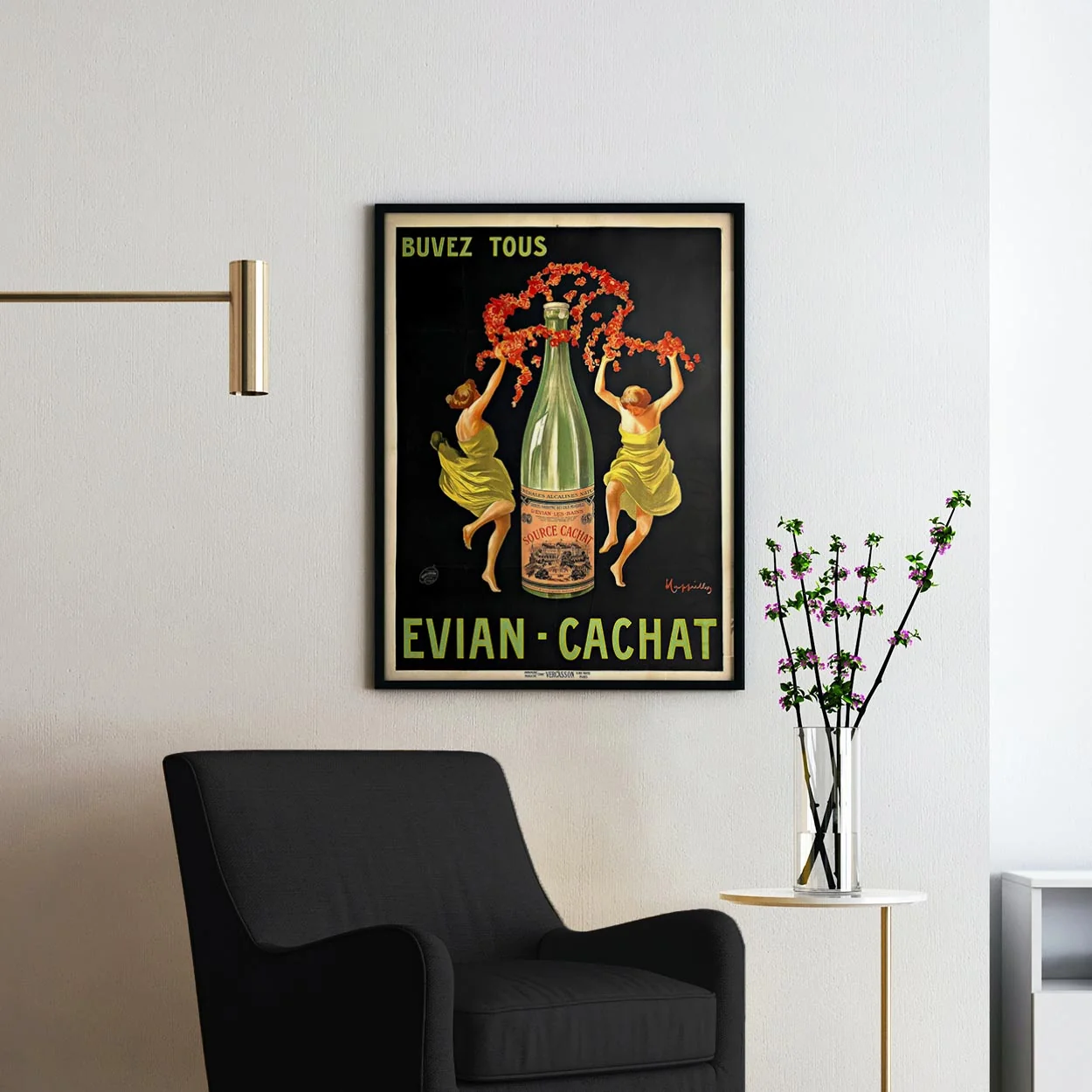 Buvez Tous Evian-Cachat - Vintage Advertising Poster - Image 2