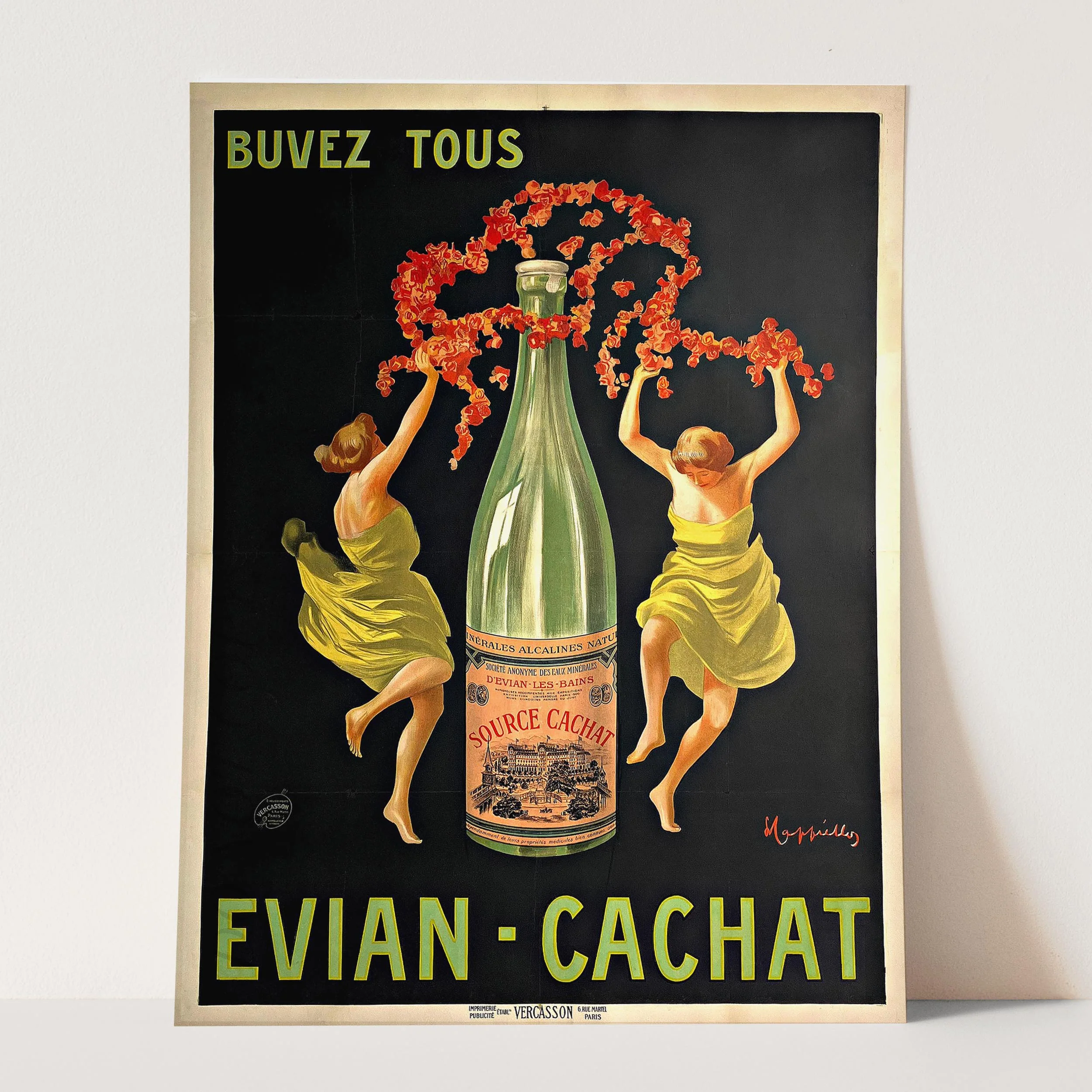 Buvez Tous Evian-Cachat - Vintage Advertising Poster - Image 3