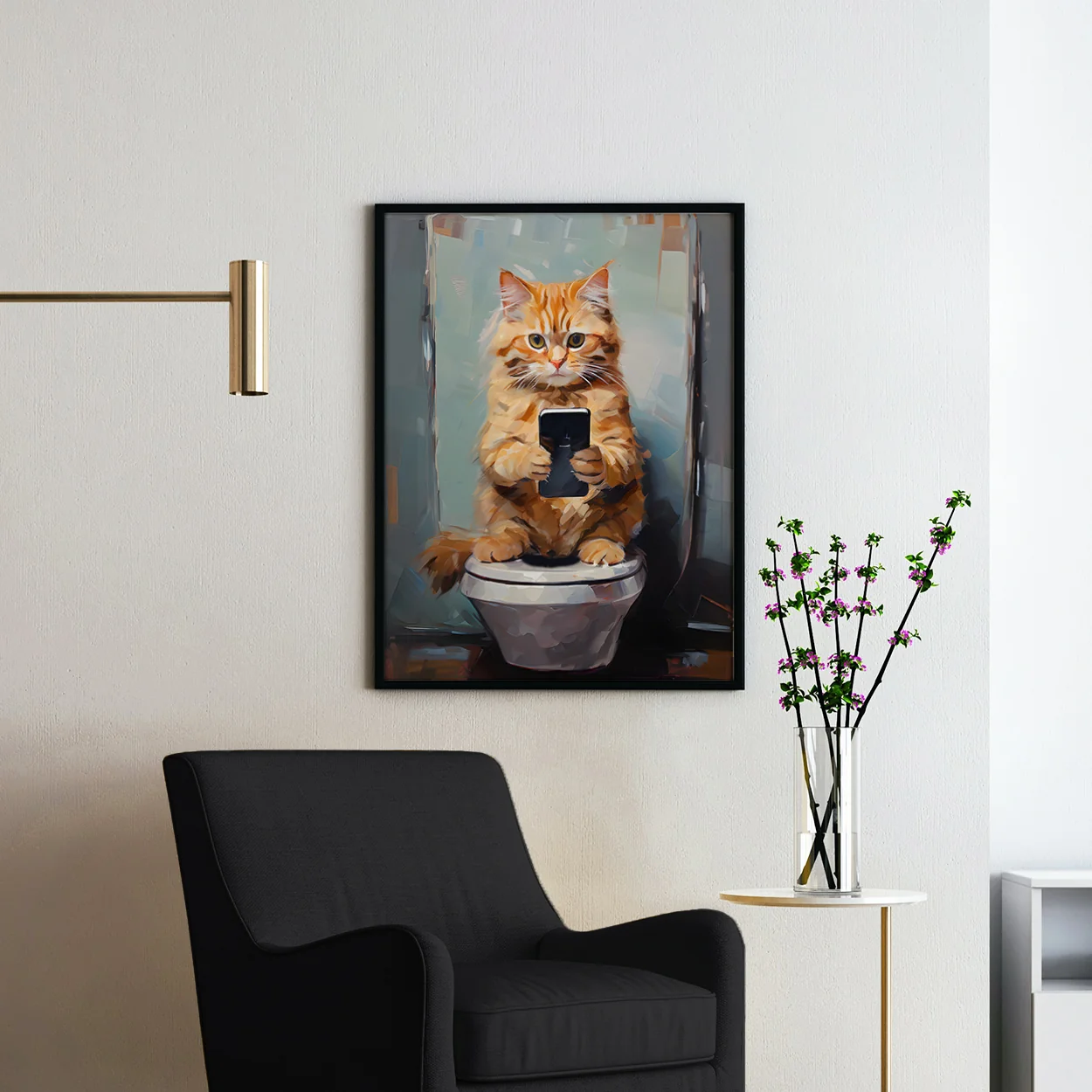 Cat On The Phone On The Toilet - Image 2
