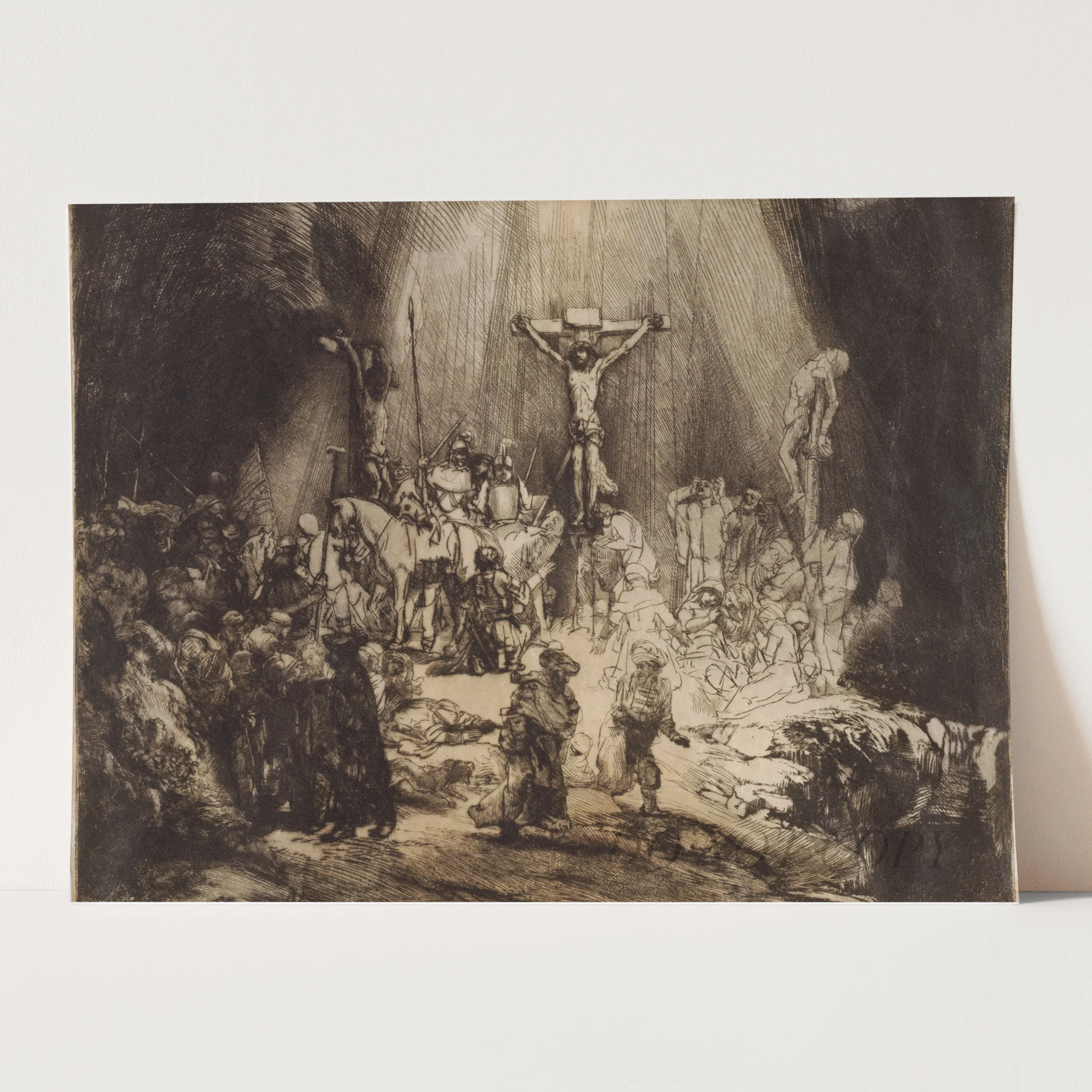 Christ Crucified Between The Two Thieves The Three Crosses (1653) by Rembrandt - Image 3