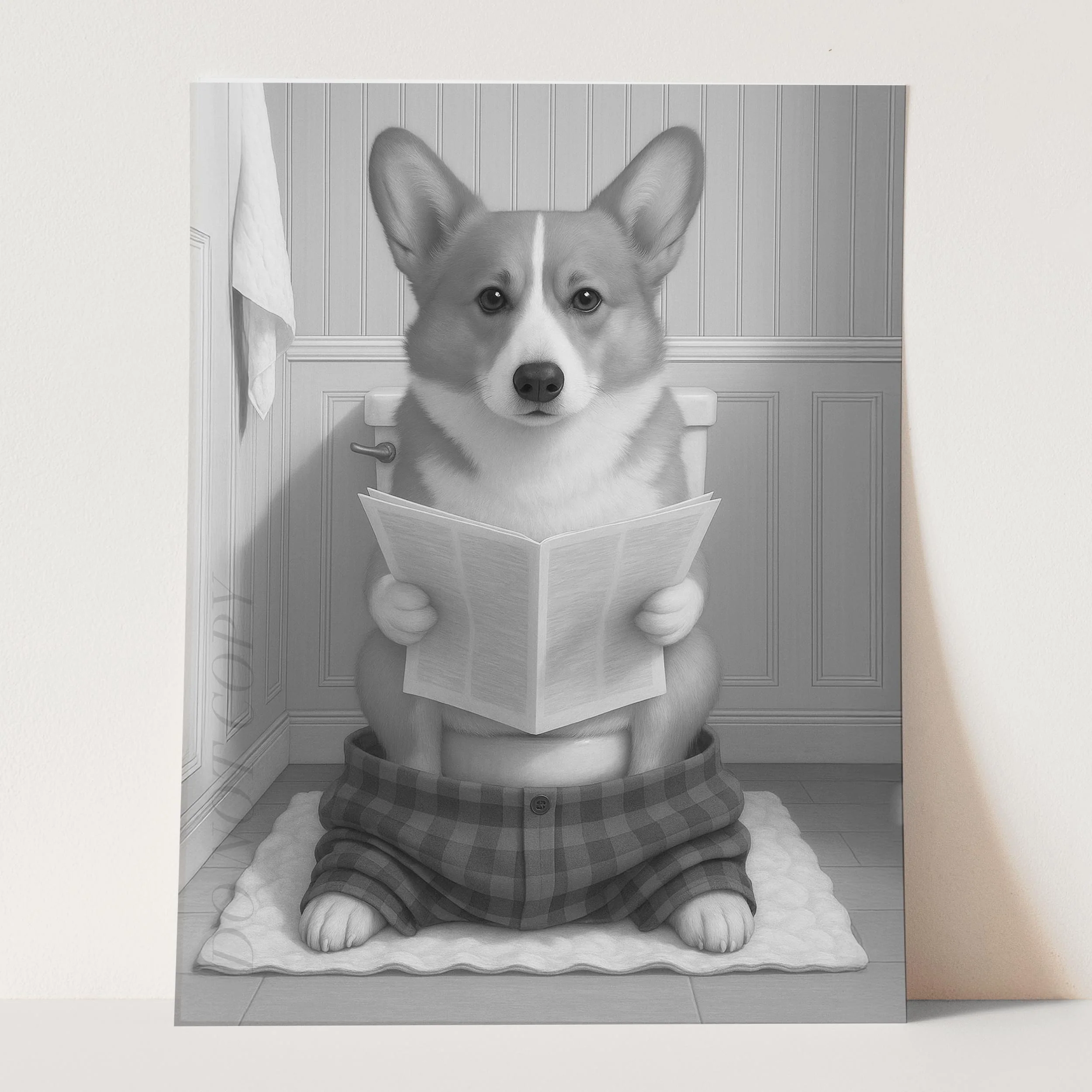 Corgi Dog Reading The Newspaper On The Toilet - Image 3