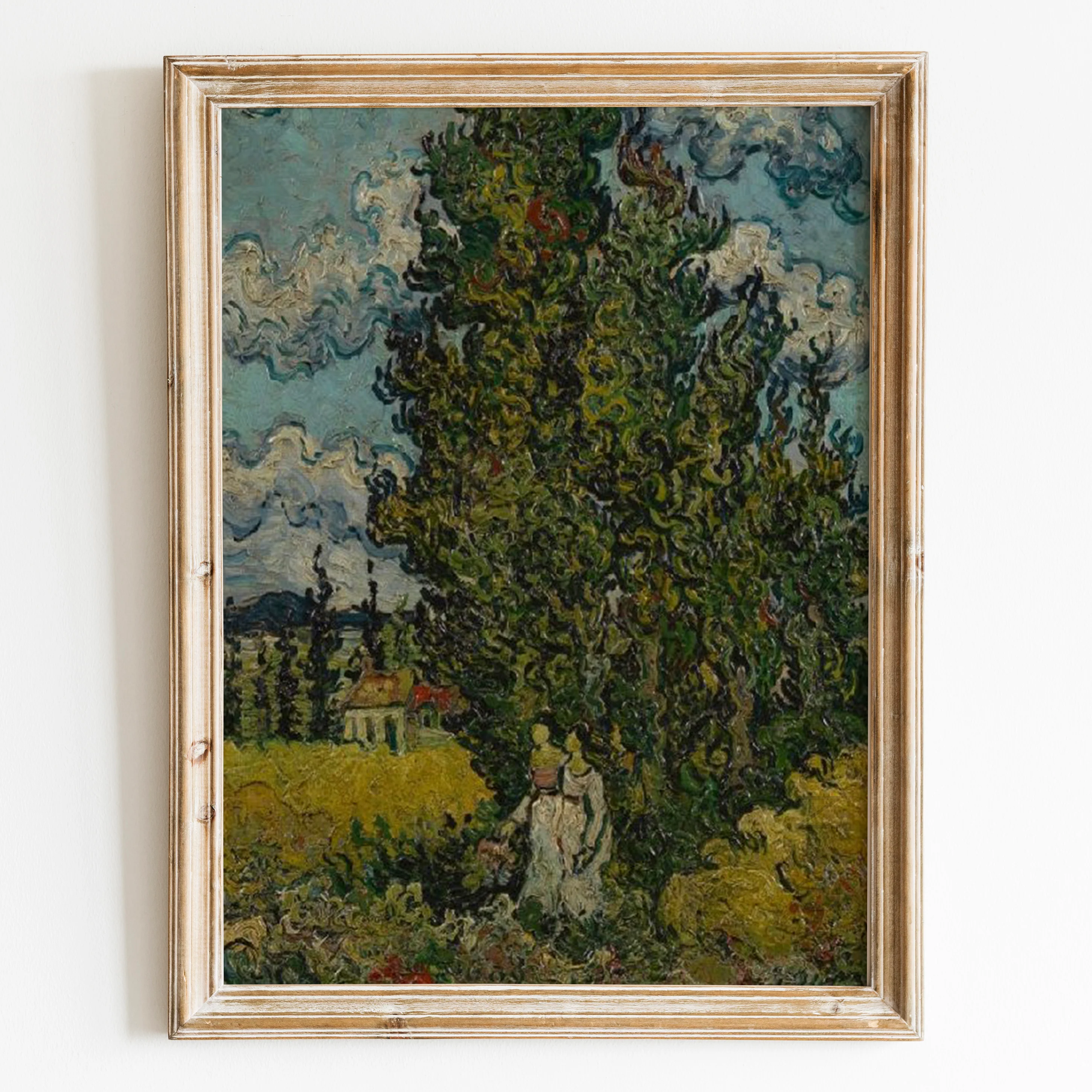 Cypresses and Two Women (1890) by Van Gogh