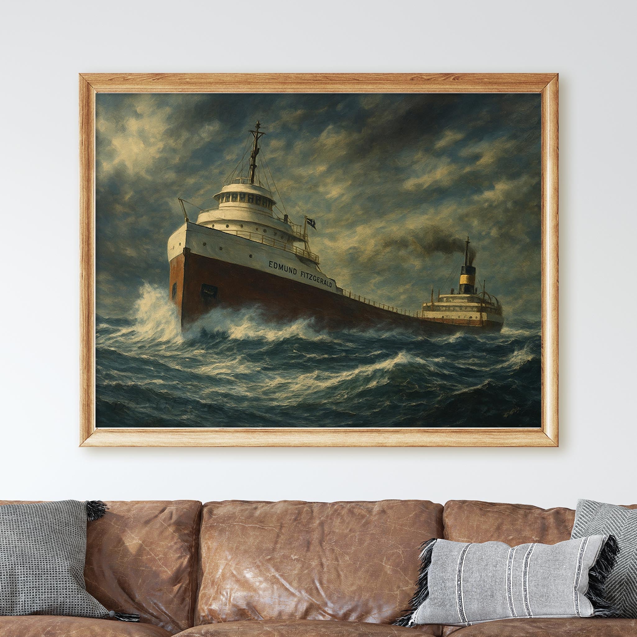 Edmund Fitzgerald Great Lakes Freighter Painting - Image 2