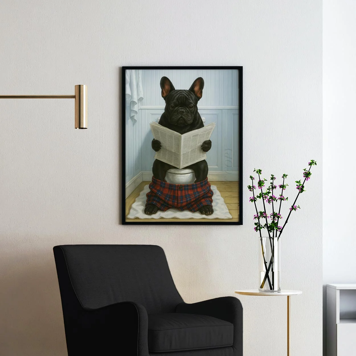 French Bulldog Reading The Newspaper On The Toilet - Image 2