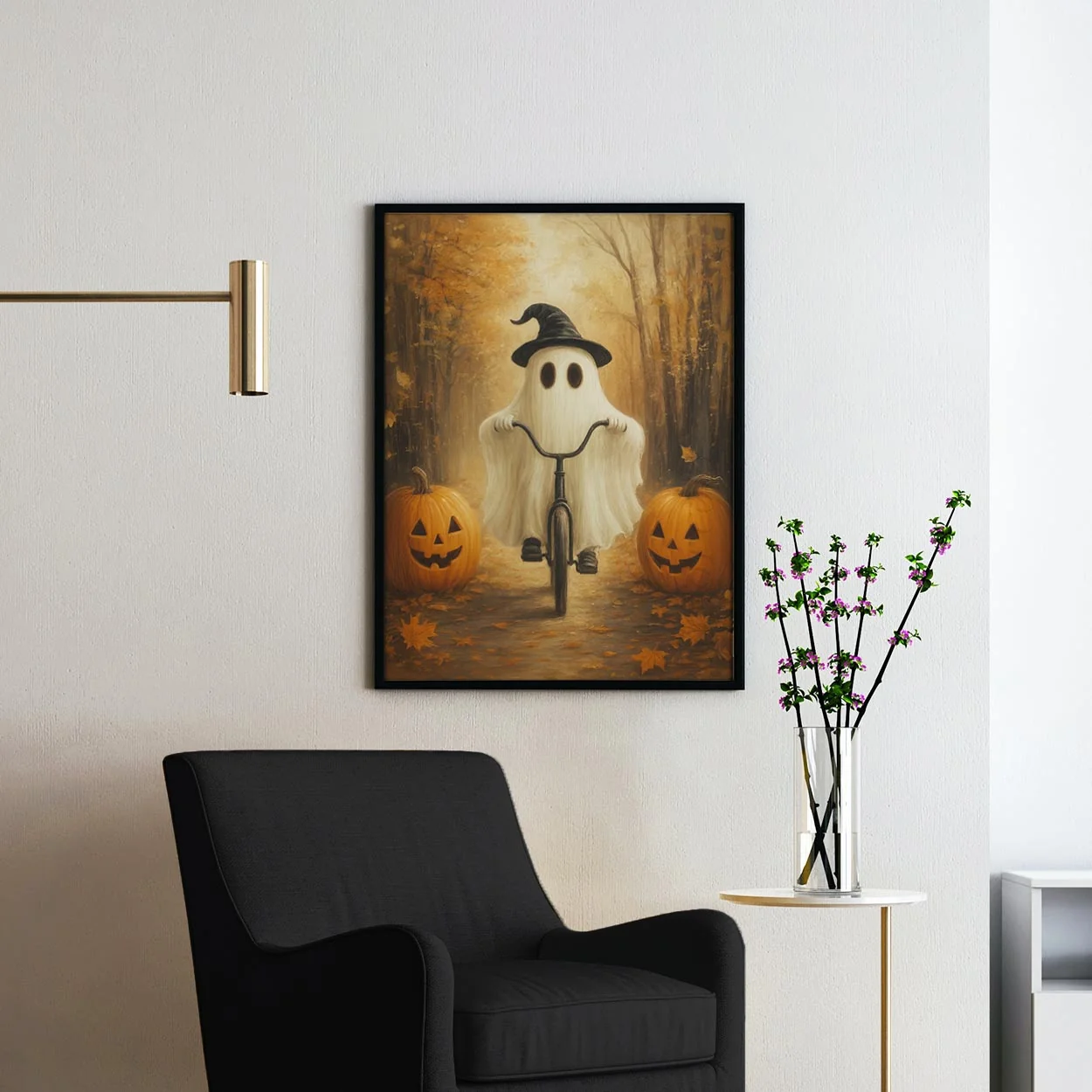 Ghost Riding A Bicycle With Pumpkins - Image 2