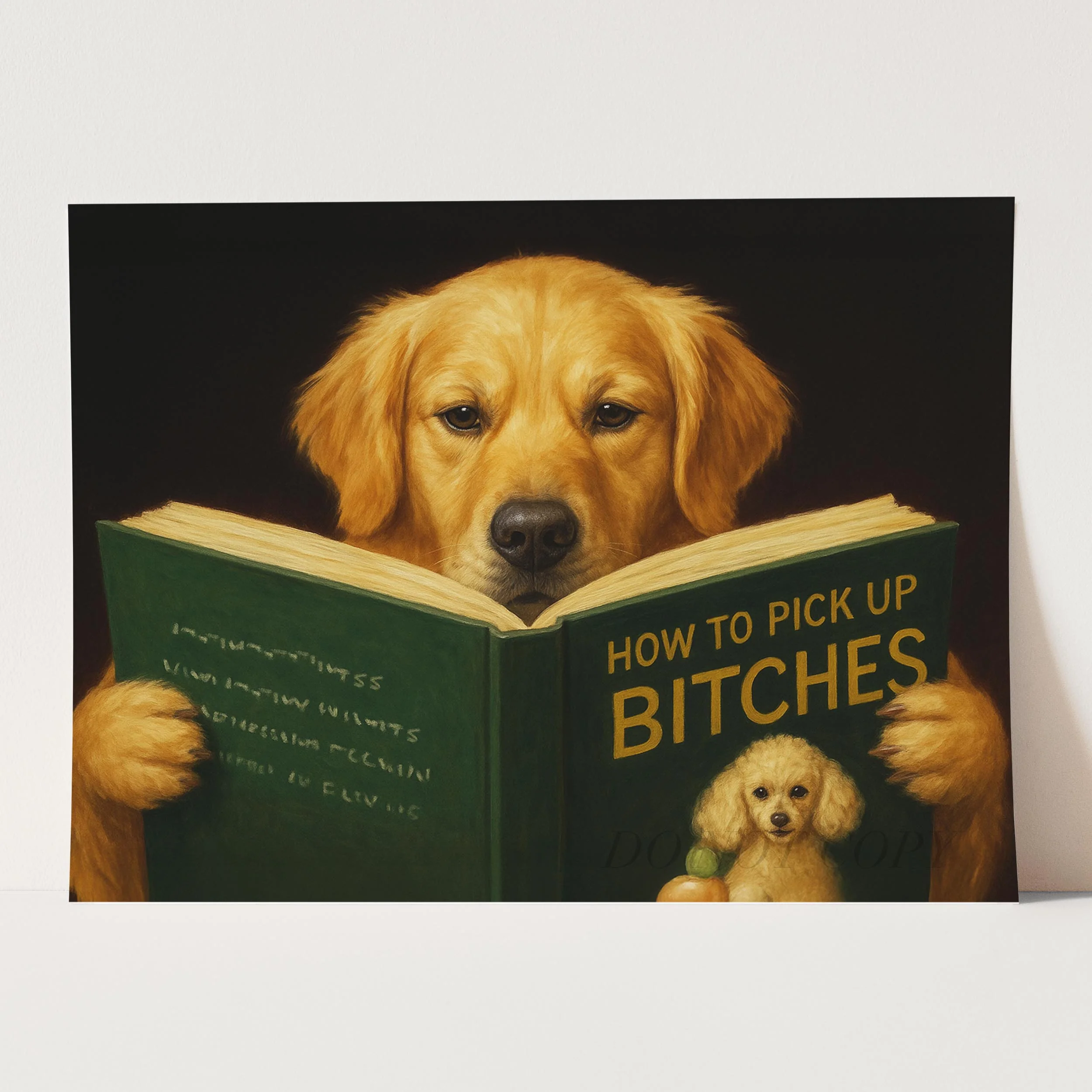 Golden Retriever Dog Reading Dating Book - Image 3