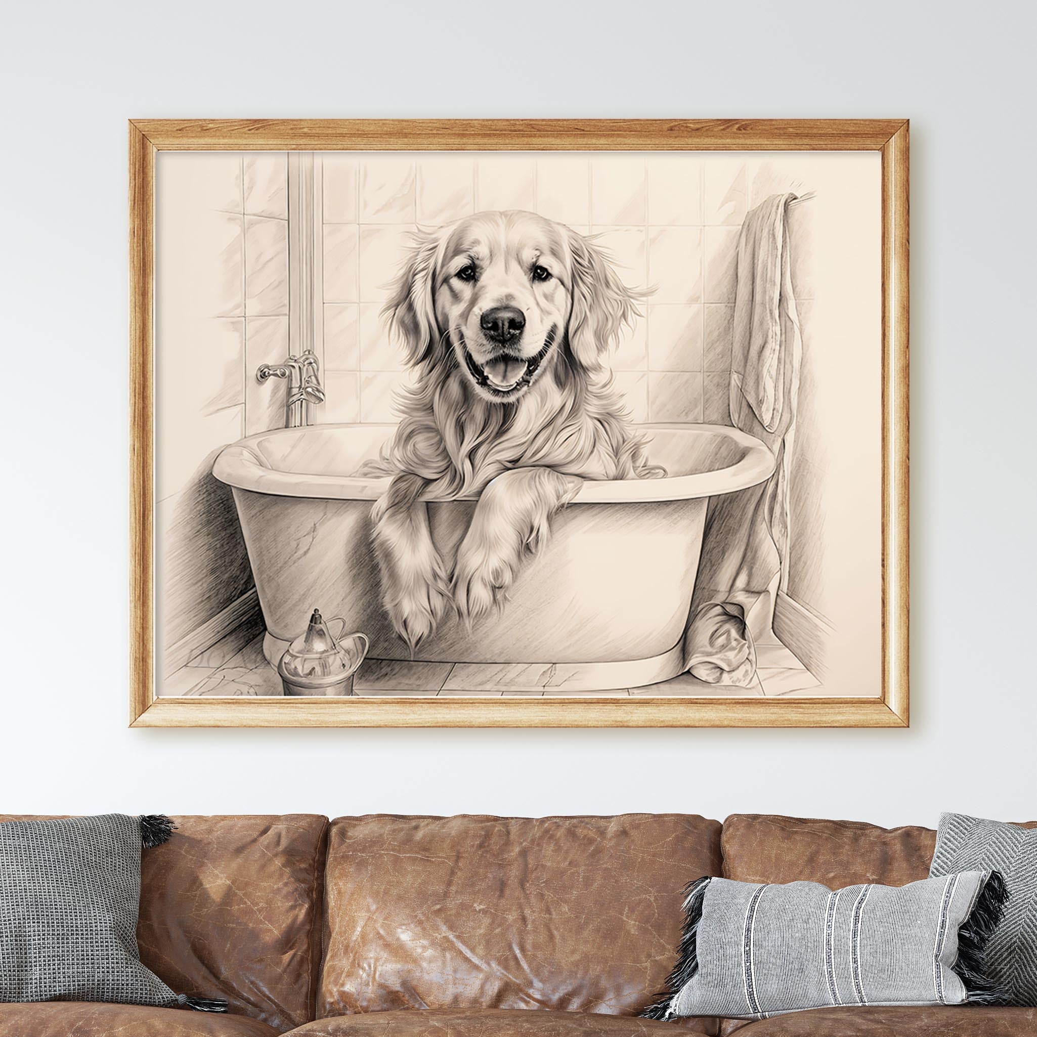 Golden Retriever Taking a Bath in the Bathtub - Image 3
