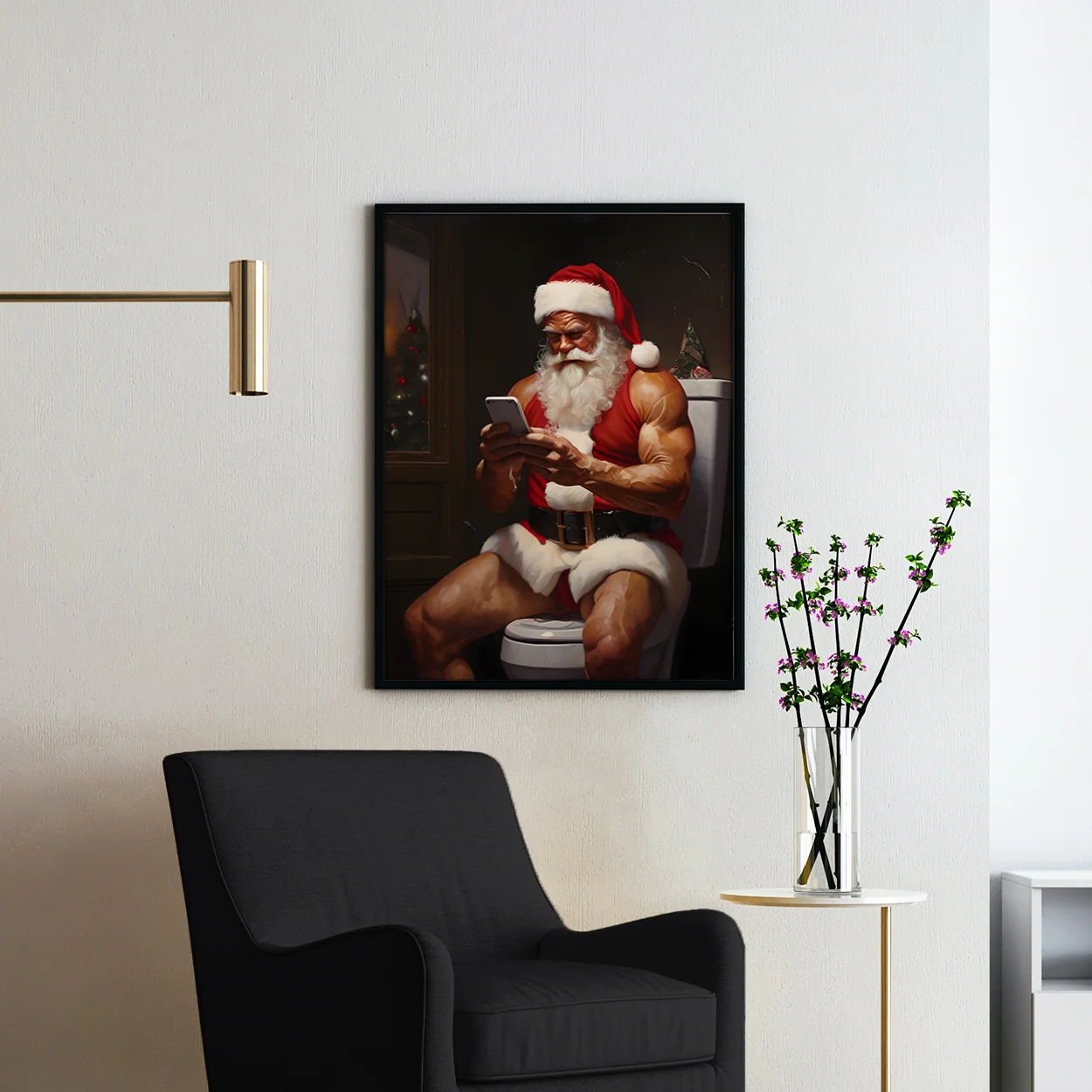 Jacked Santa Claus on His Phone on the Toilet - Image 2