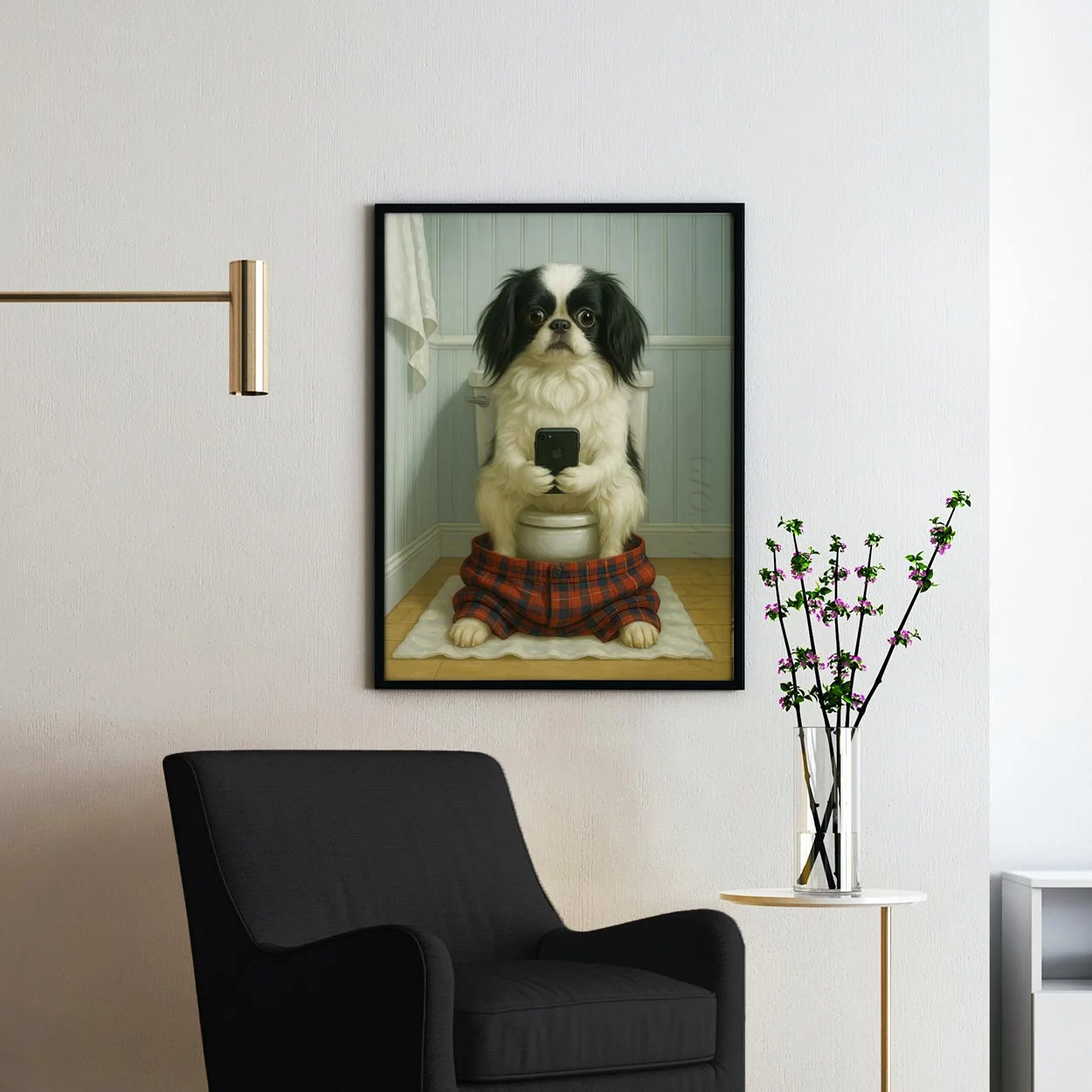 Japanese Chin Dog On The Phone On The Toilet - Image 2