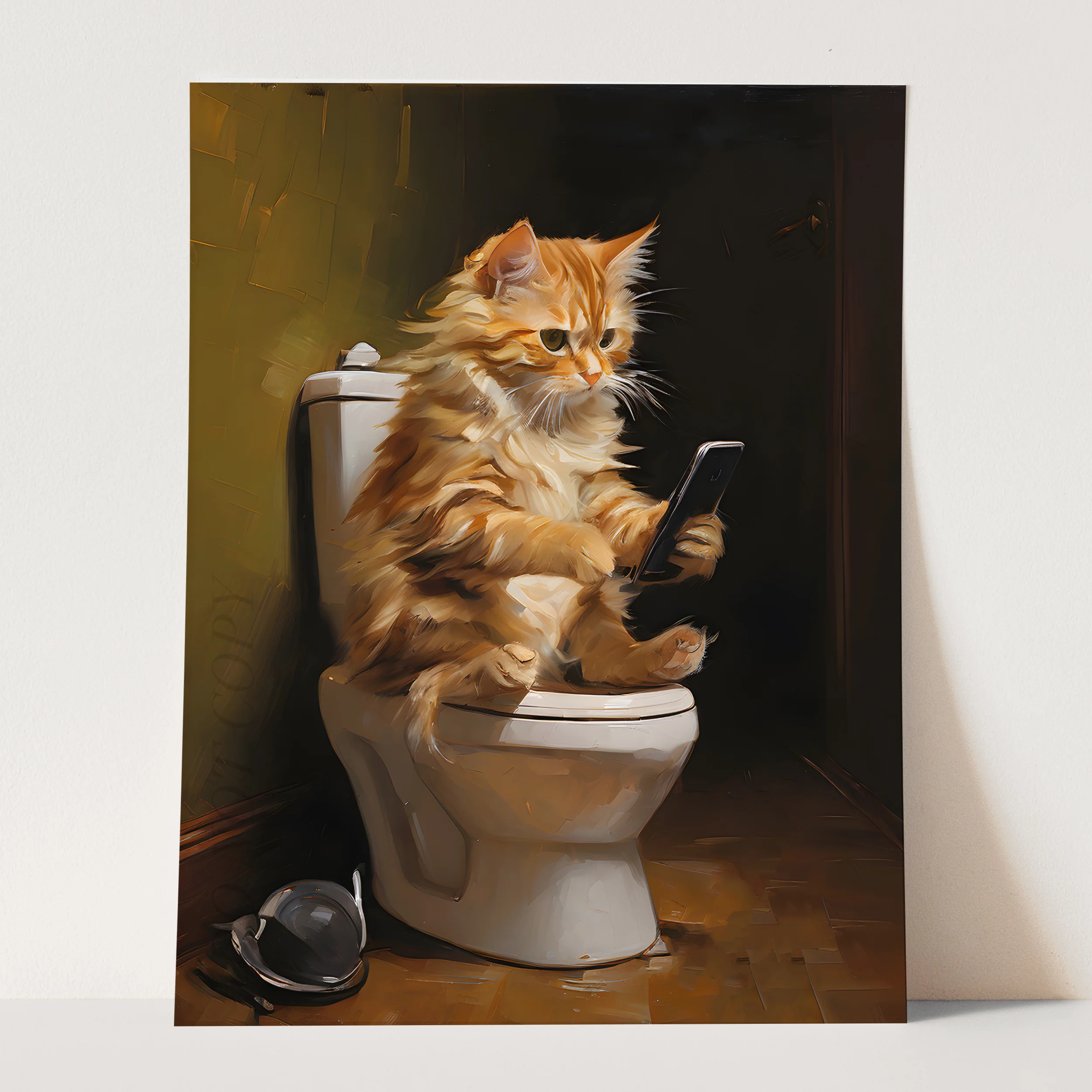 Kitten Cat On The Phone On The Toilet - Image 3
