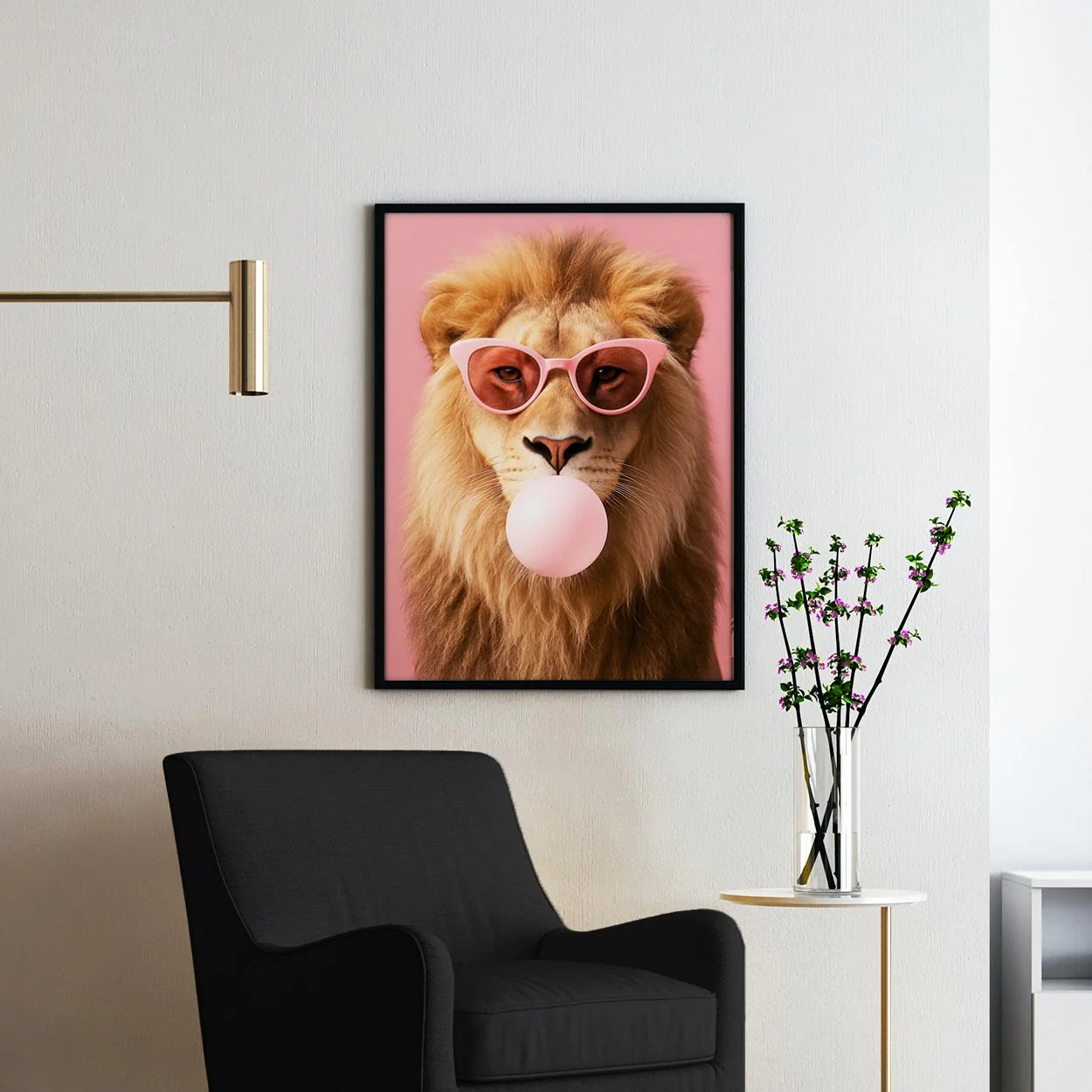 Lion With Sunglasses Blowing Pink Bubble Gum - Image 2