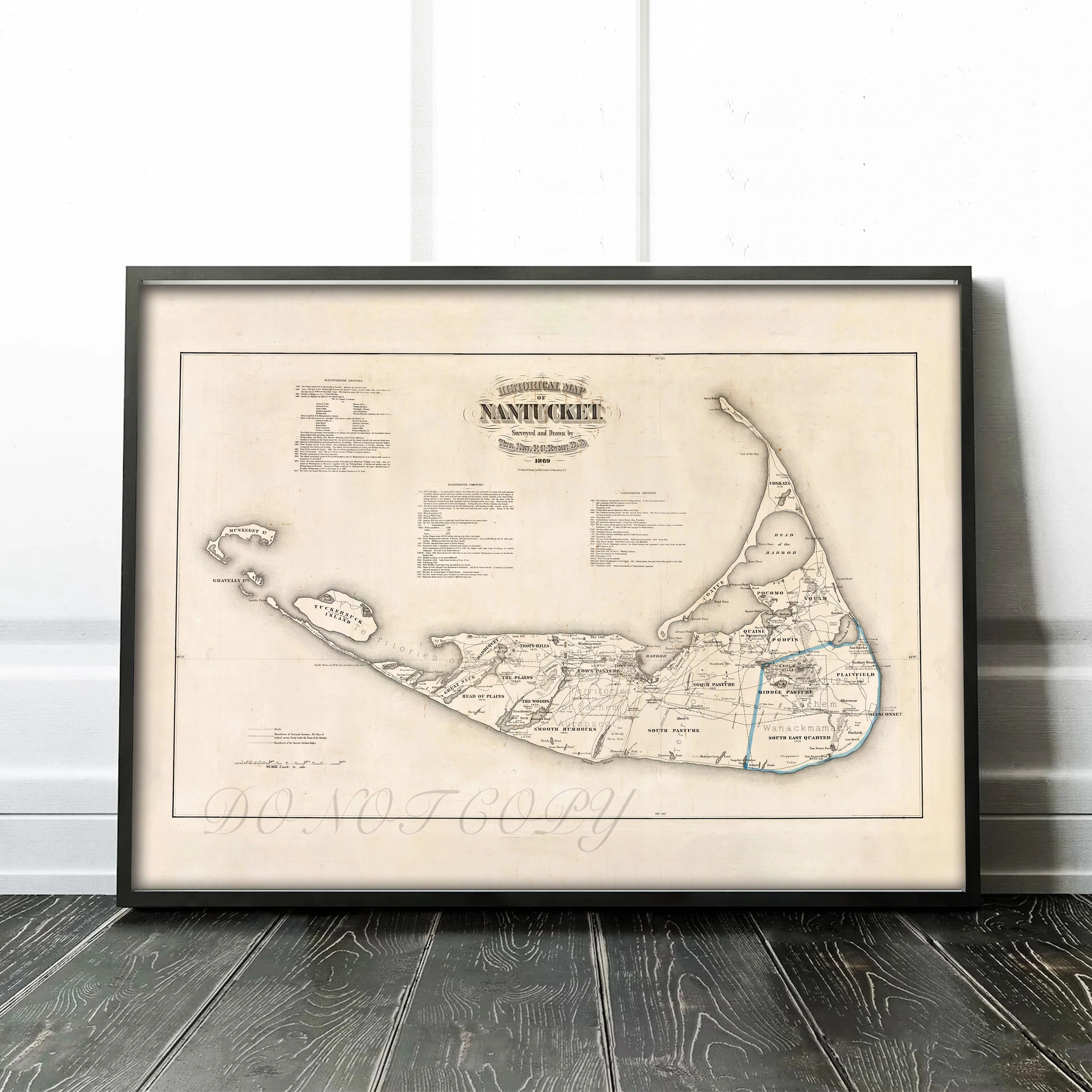 Map of Nantucket 1869 Massachusetts