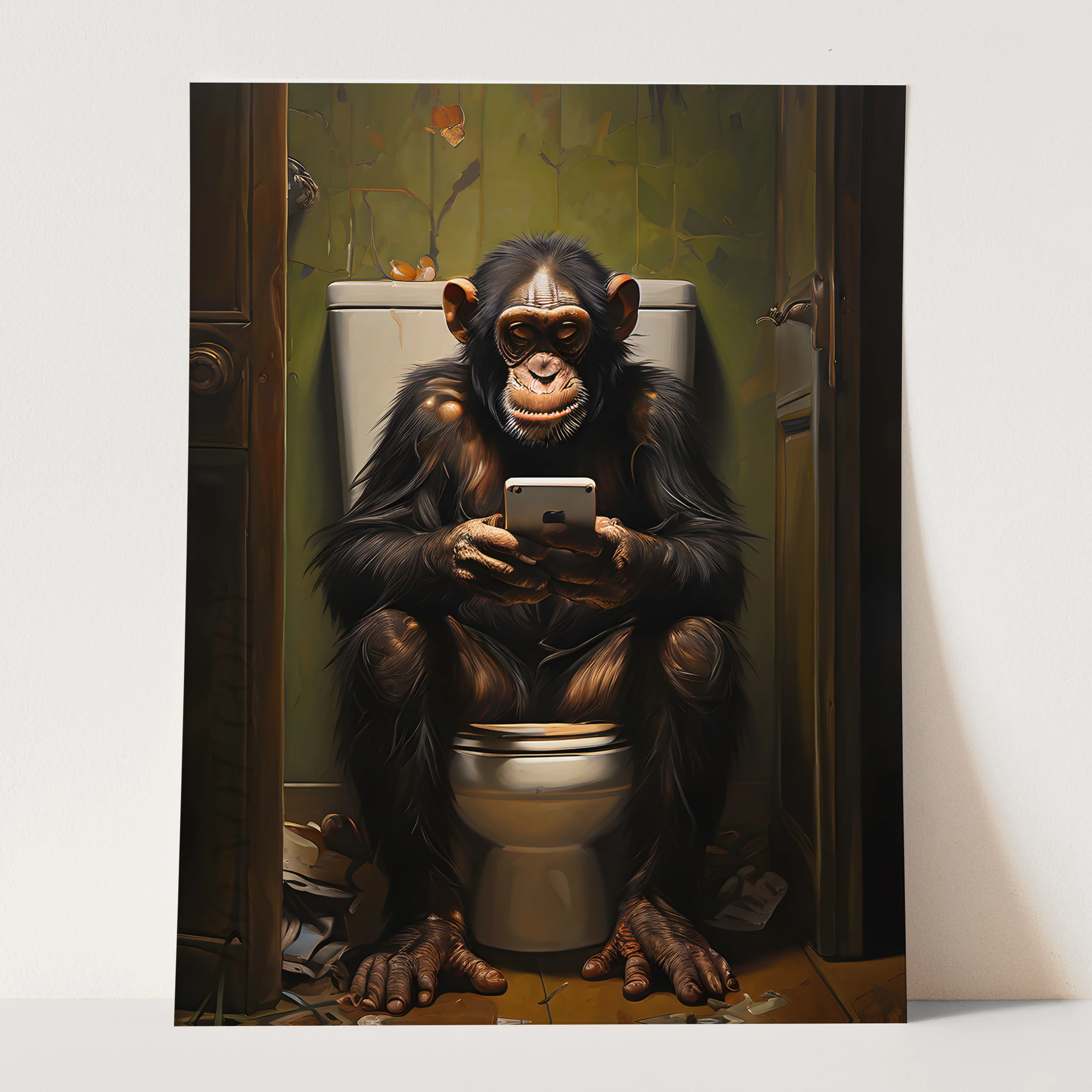 Monkey On The Phone On The Toilet - Image 3
