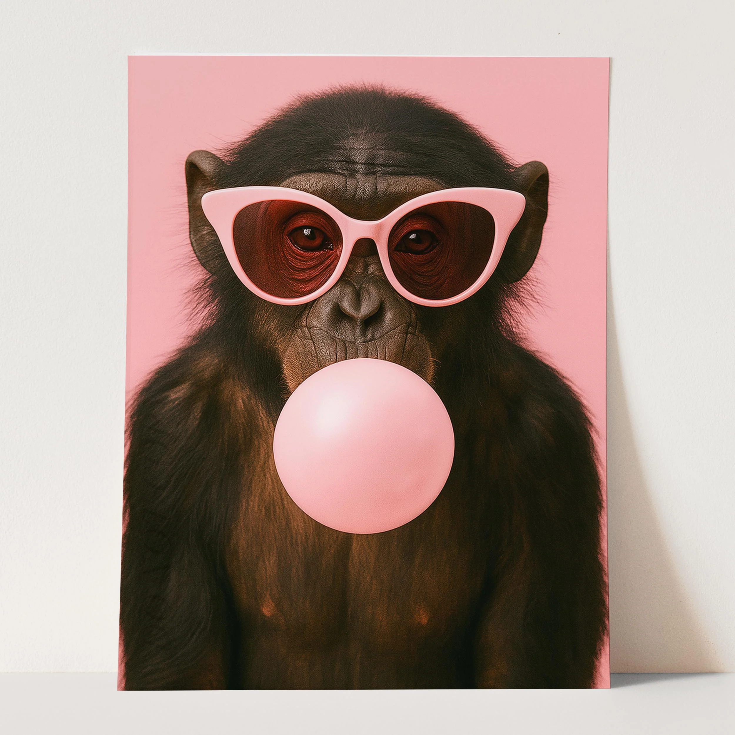Monkey With Sunglasses Blowing Pink Bubble Gum - Image 3