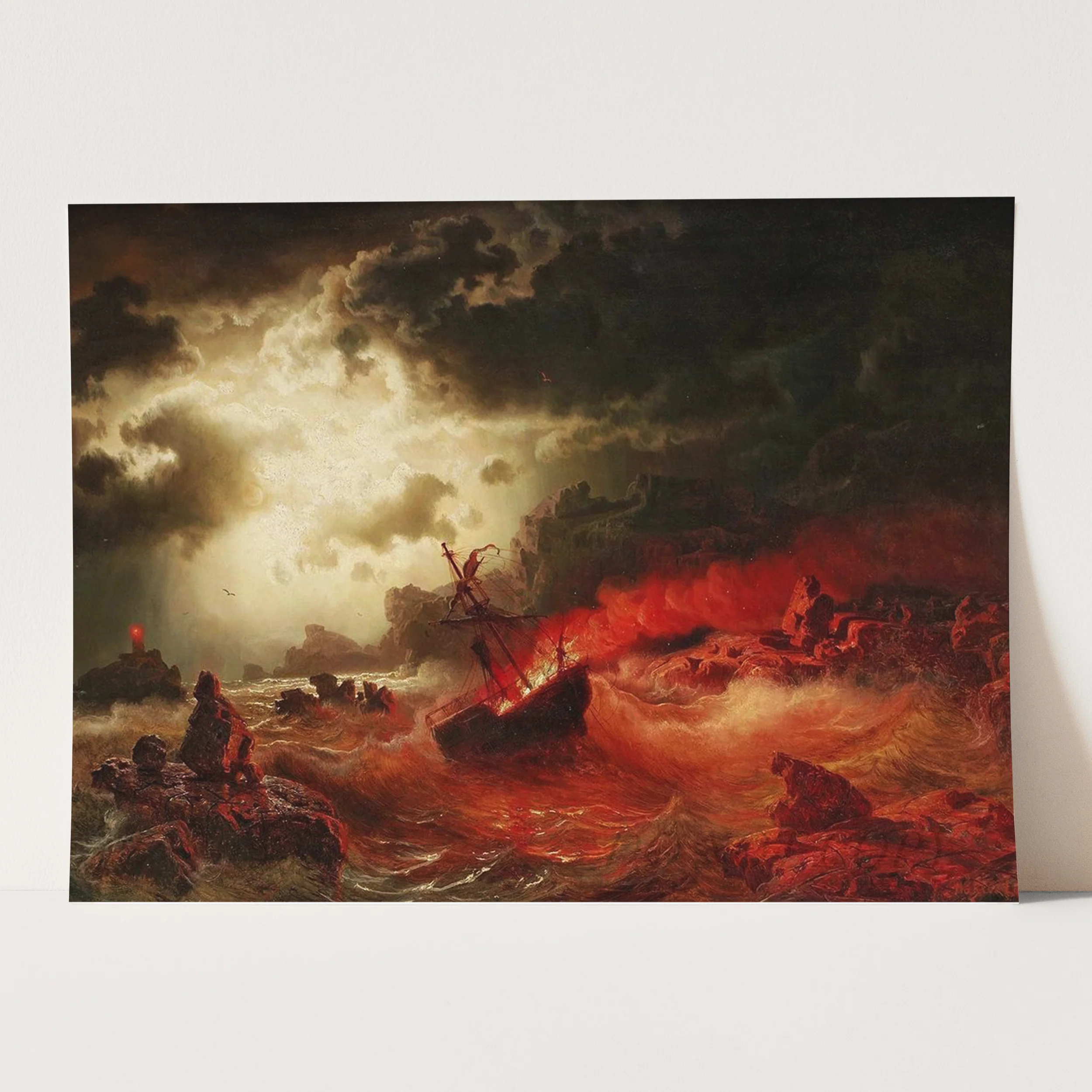 Ocean At Night With Burning Ship by Marcus Larson - Image 3