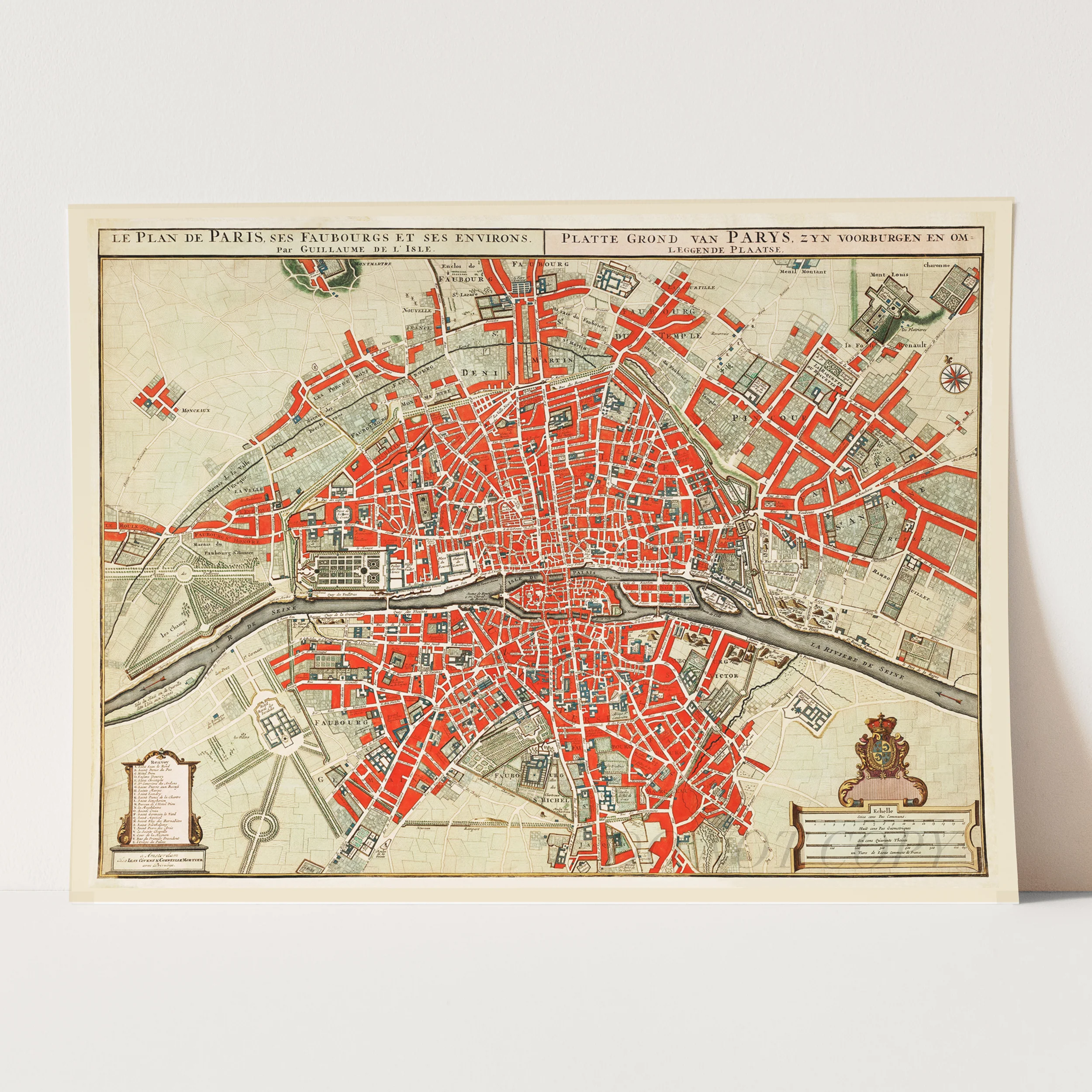 Plattegrond van Parijs (ca. 1721–1774) by Guillaume Delisle - Image 3