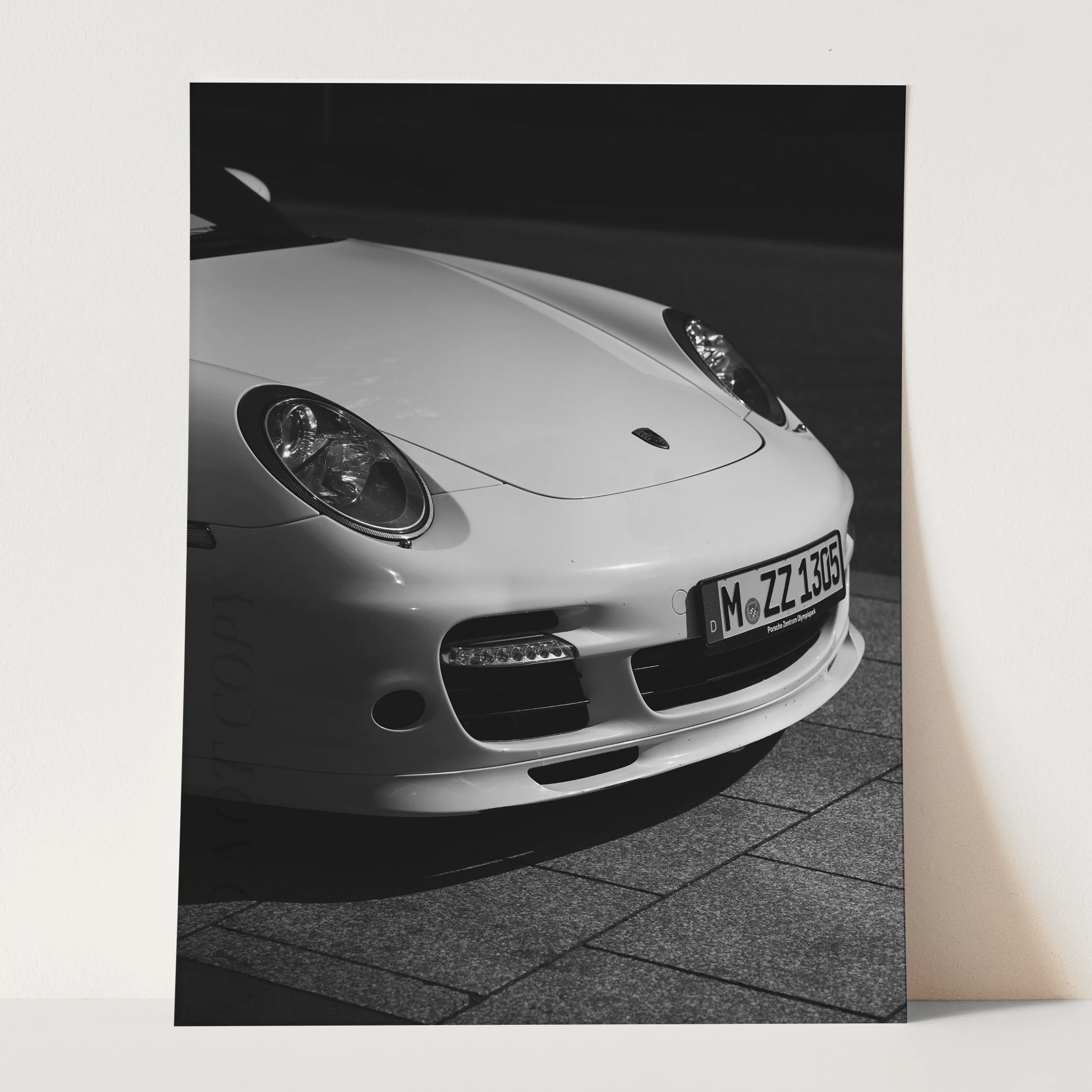 Porsche 911 Hood in Black & White - Image 3