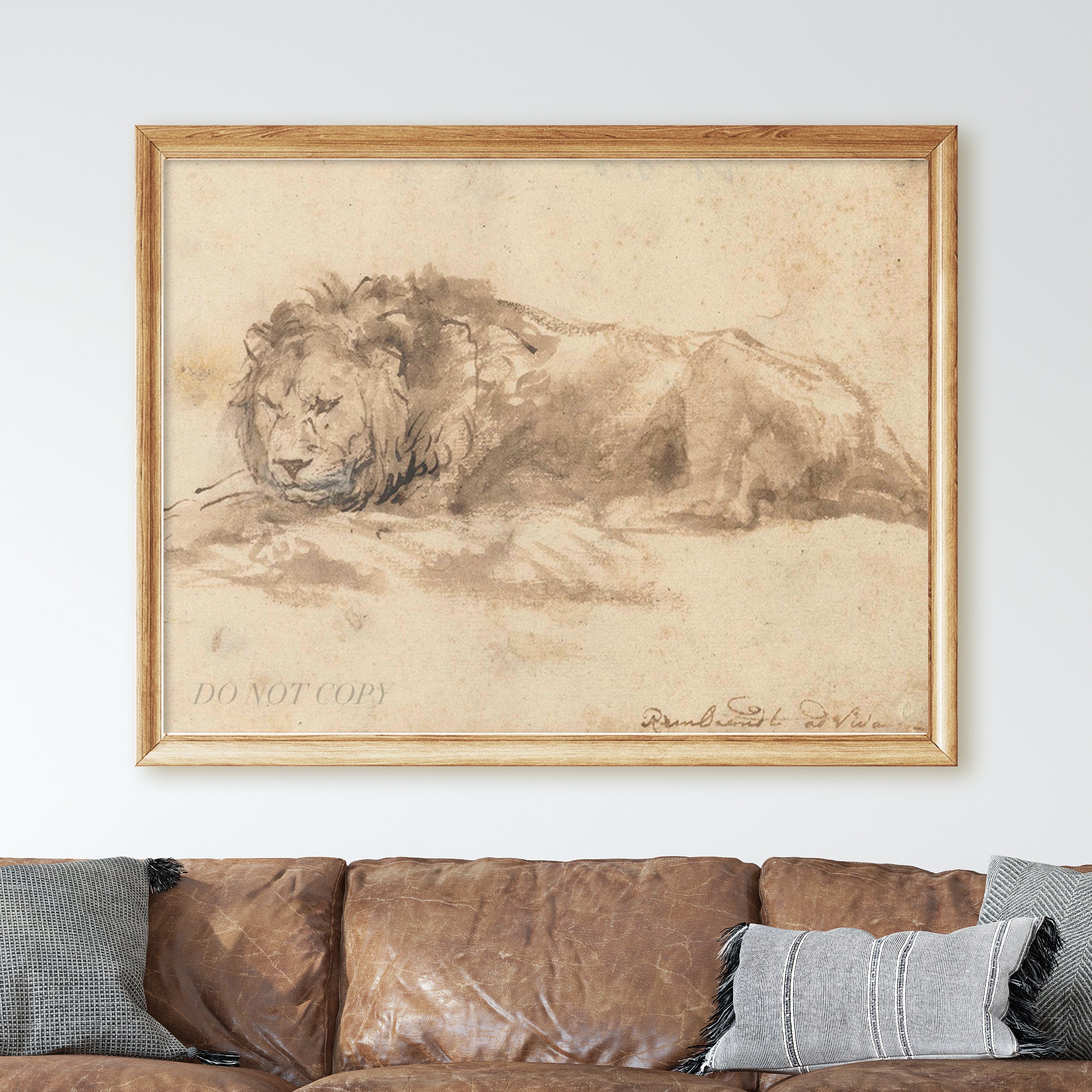 Reclining Lion by Rembrandt - Image 2