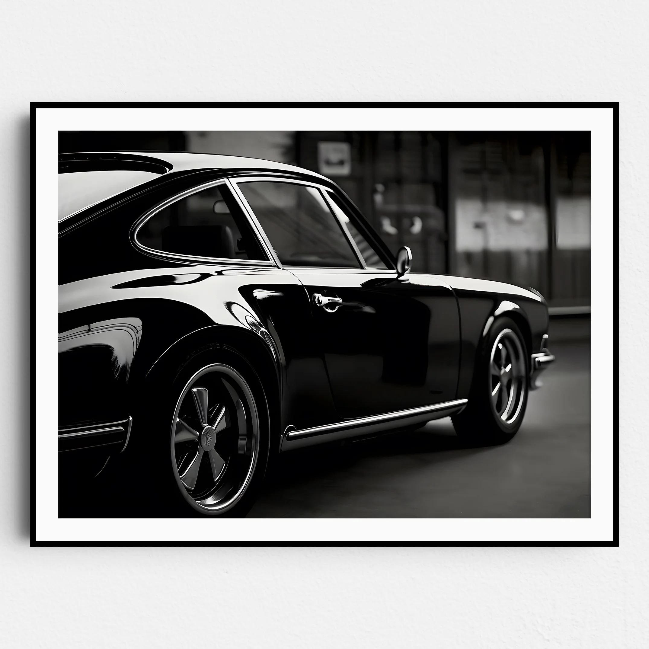 Vintage Black Porsche 911 Side View