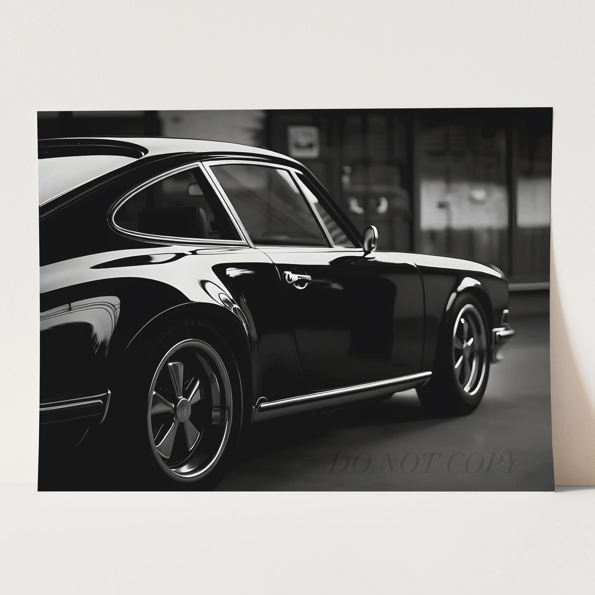 Vintage Black Porsche 911 Side View - Image 3