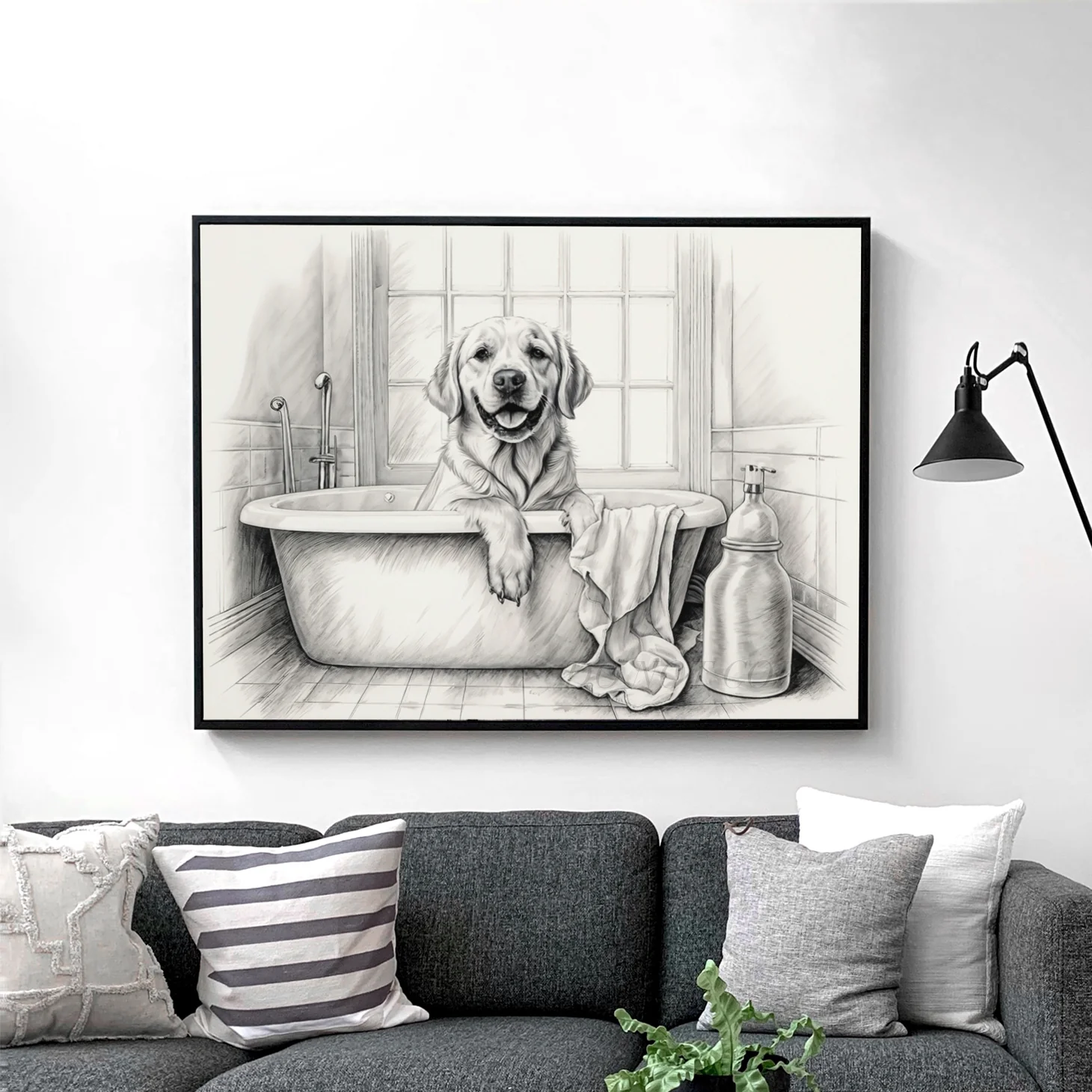 Yellow Labrador Retriever Taking Bath In Bathtub - Image 2