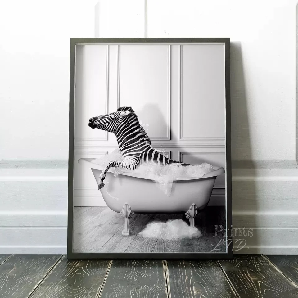 Zebra Taking A Bubble Bath In The Bathtub - Image 2